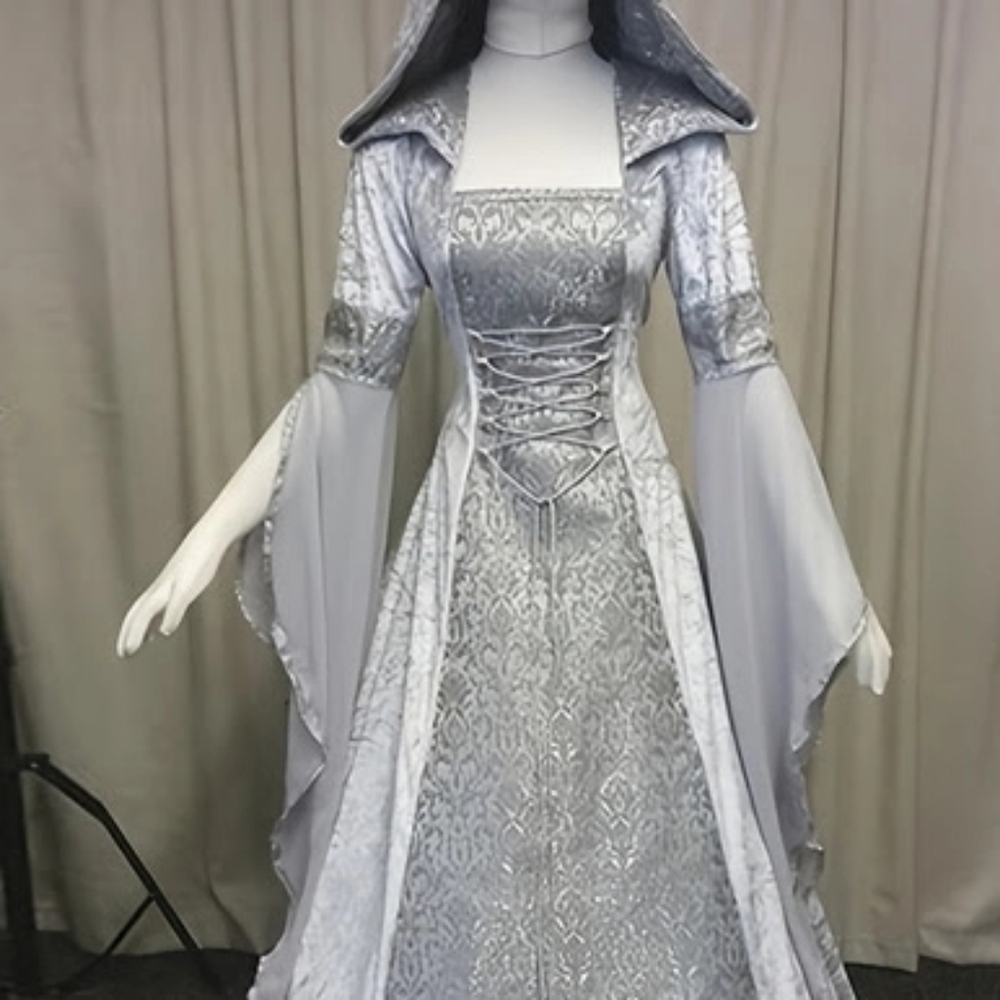 Velvet Medieval Vintage Hooded Bell Sleeved Luxurios and Whimsical gown .Sz XXL